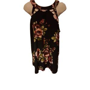 Diana Belle Floral Halter Top Short  Blouse Size Extra Large XL